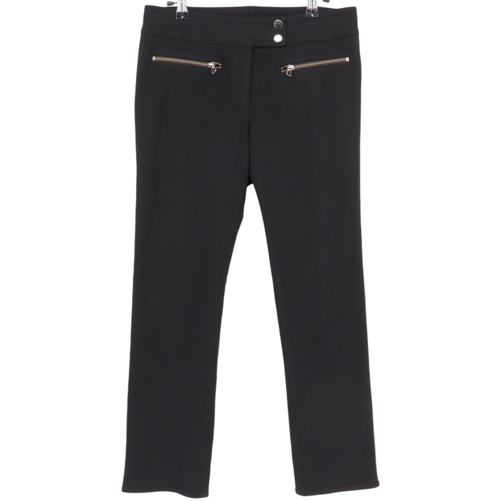 Veronica Bear Metro Cropped Zip-Embellished Pants Size 4 Black Straight Leg